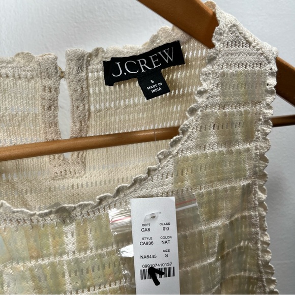 J.Crew Crochet Sequin Tank Top Scalloped Trim Size XS,S, M New Natural - Picture 7 of 16